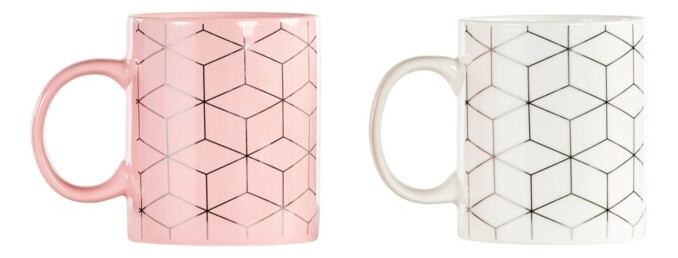 Mug 35 cl 2XASS LOUISIE blanc/Rose/Argent