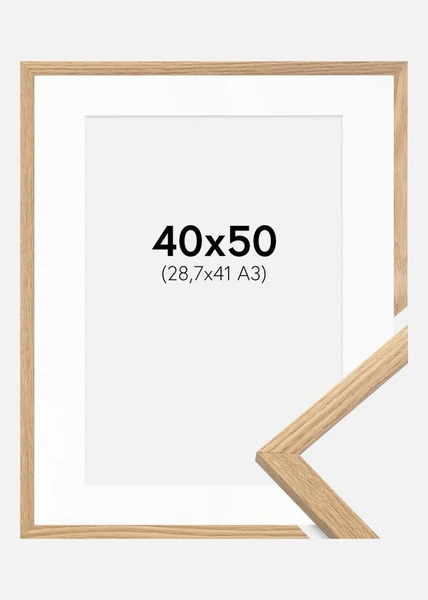 Cadre Trendy Chêne 40x50 cm - Passe-partout Blanc 29,7x42 cm