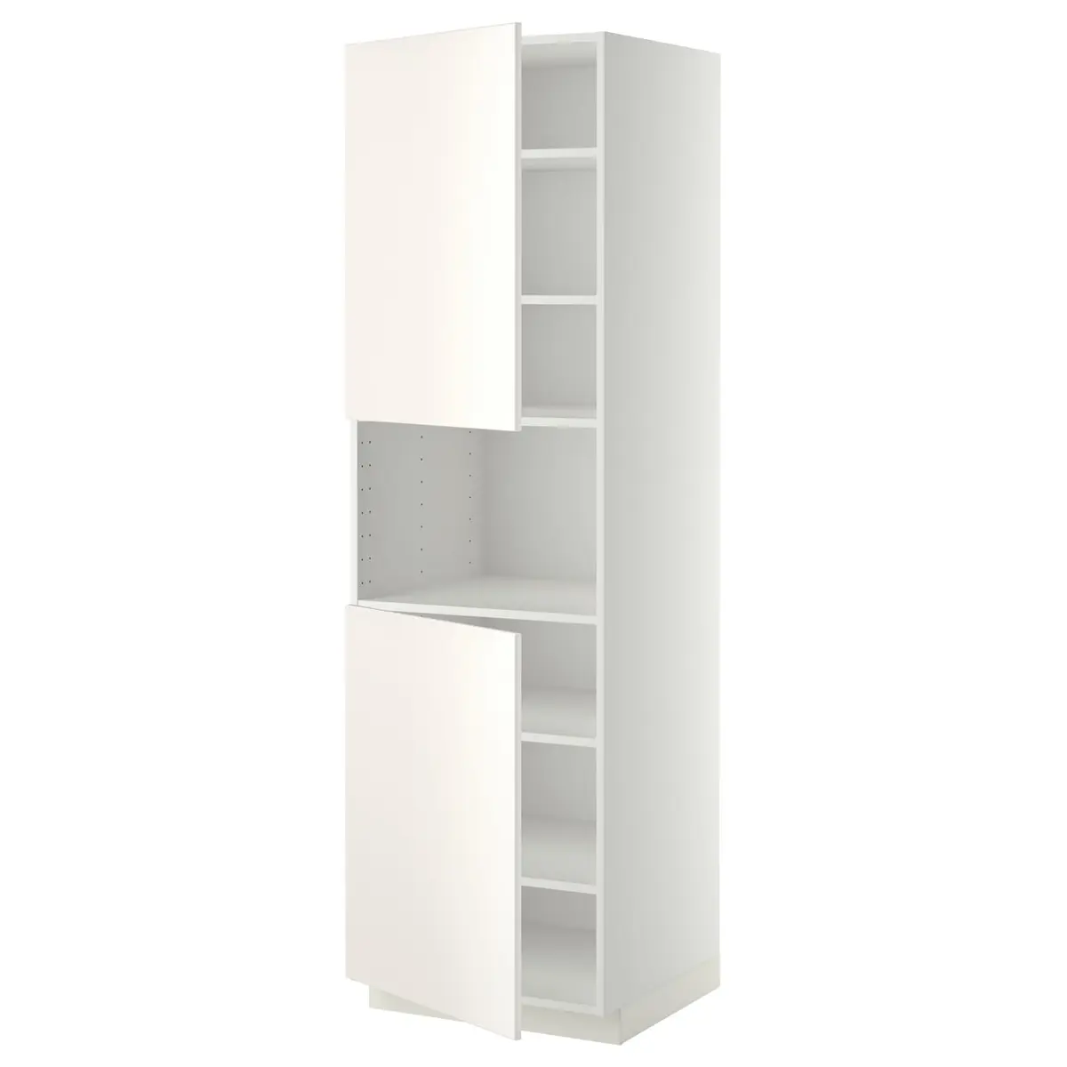 METOD Armoire micro-ondes+2ptes/tablette - blanc/Veddinge blanc 60x60x200 cm
