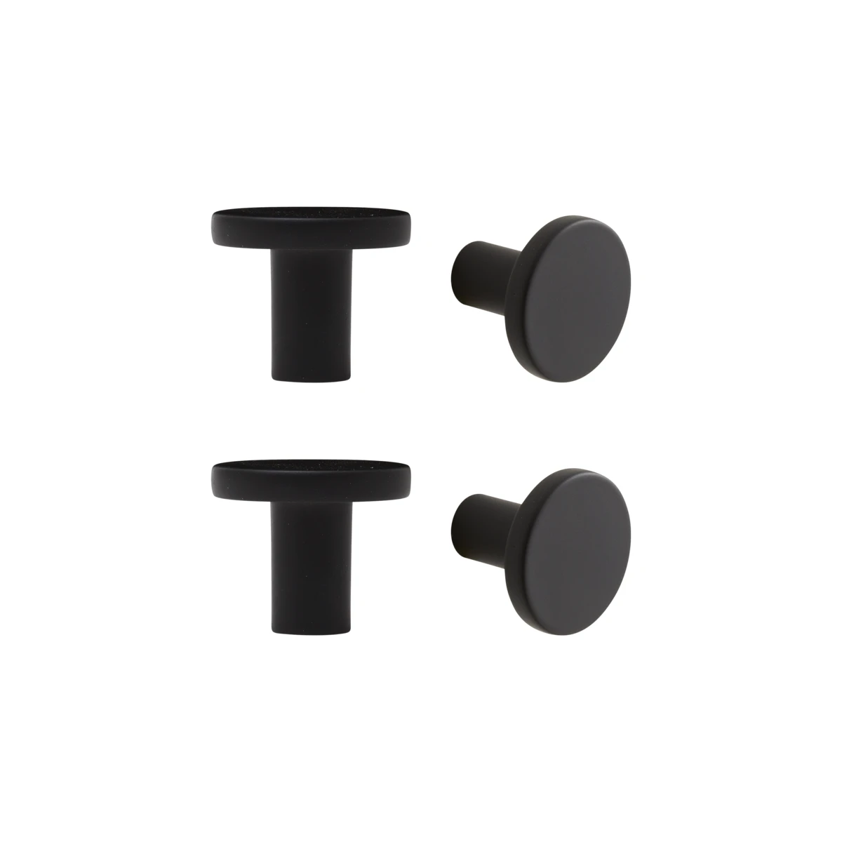 4 boutons de meuble ronds Benny, aluminium noir peint, Diam.25 mm