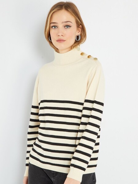 Pull col montant avec boutons