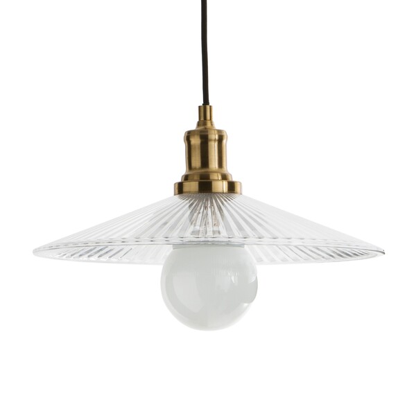 Suspension laiton et verre strié Ø35,5 cm, Iloa 