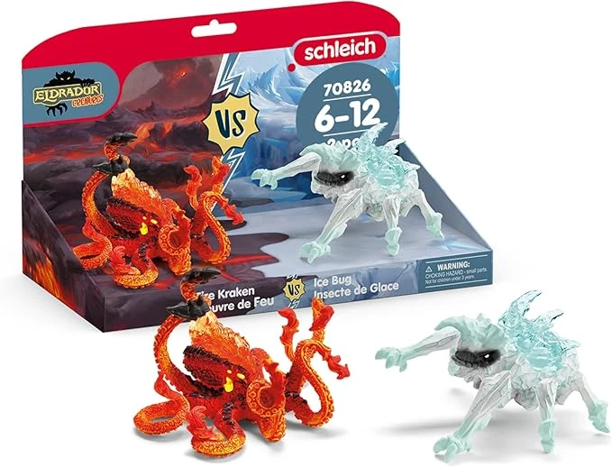 Schleich ELDRADOR Creatures | Pieuvre de Feu vs Insecte de Glace 70826 | Set de démarrage Eldrador Monstres Glace & Lave | Figurines Monstres dès 7 Ans | Jouet Fantastique | Set 2 pièces