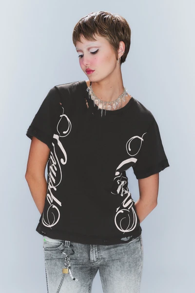 distressed printed t-shirt - Washed Black | Cheap Monday EU