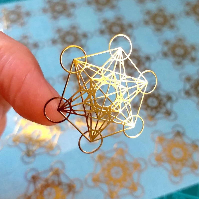 Stickers muraux dorés Metatron's Cube : géométrie sacrée (15 x 3,6 cm)