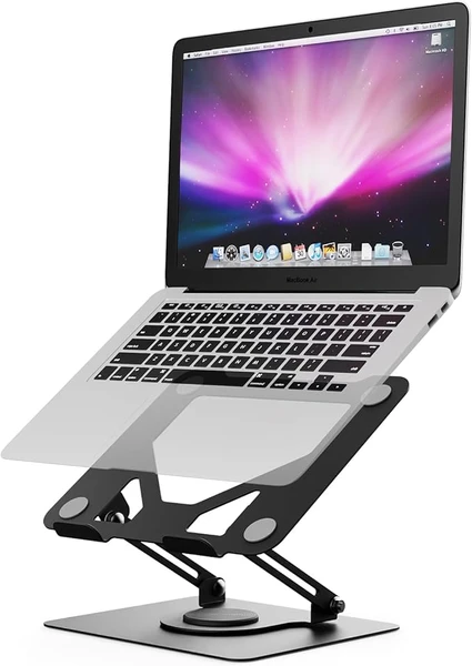 GRIFEMA Support Ordinateur Portable Ergonomique Rotatif 360 GB1050 - Support PC Portable Réglable en Hauteur, Pliable, Ventilé, Compatible MacBook Air/Pro, Dell, et Laptops 11-17 Pouces - Noir