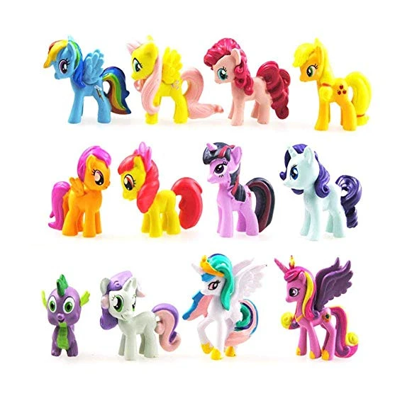 Funnyshow 12 pièces Figurine My Little Pony, My Little Pony Figurines PVC Jouets de Fête d'anniversaire (Mon Petit Poney (12 pièces))