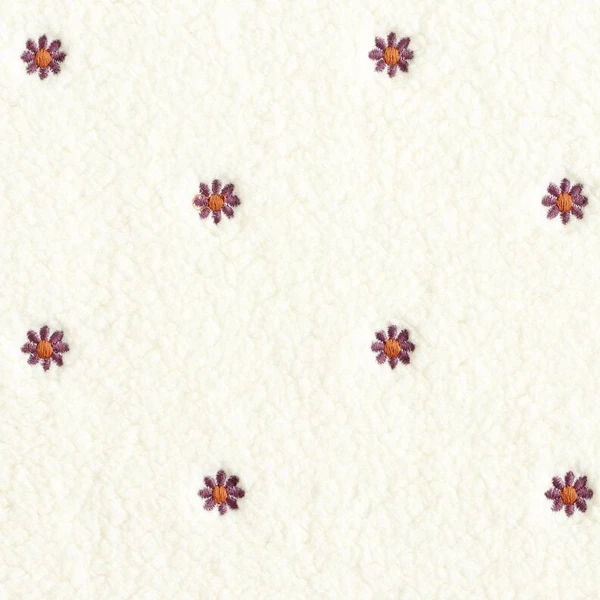 Ourson Petites fleurs brodées – écru/aubergine - Idéal pour Décoration pour enfants