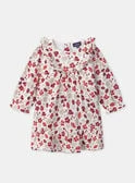 Robe écru en double gaze de coton imprimé floral Bébé Fille
