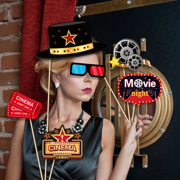 Accessoires de photomaton de fête du festival du cinéma de la Confédération, nuit de cinéma, fête d'anniversaire, lunettes de bricolage amusantes, lèvres, accessoire de séance photo, décoration - AliExpress 15