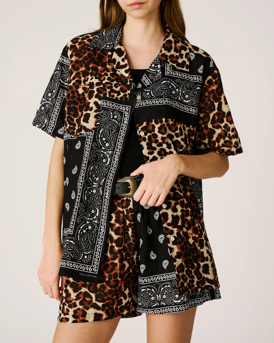 Bandana shirt leopard black
