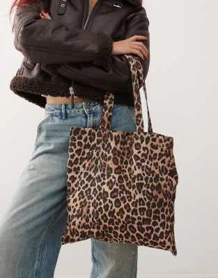 Monki - Tote bag à imprimé léopard - Marron
