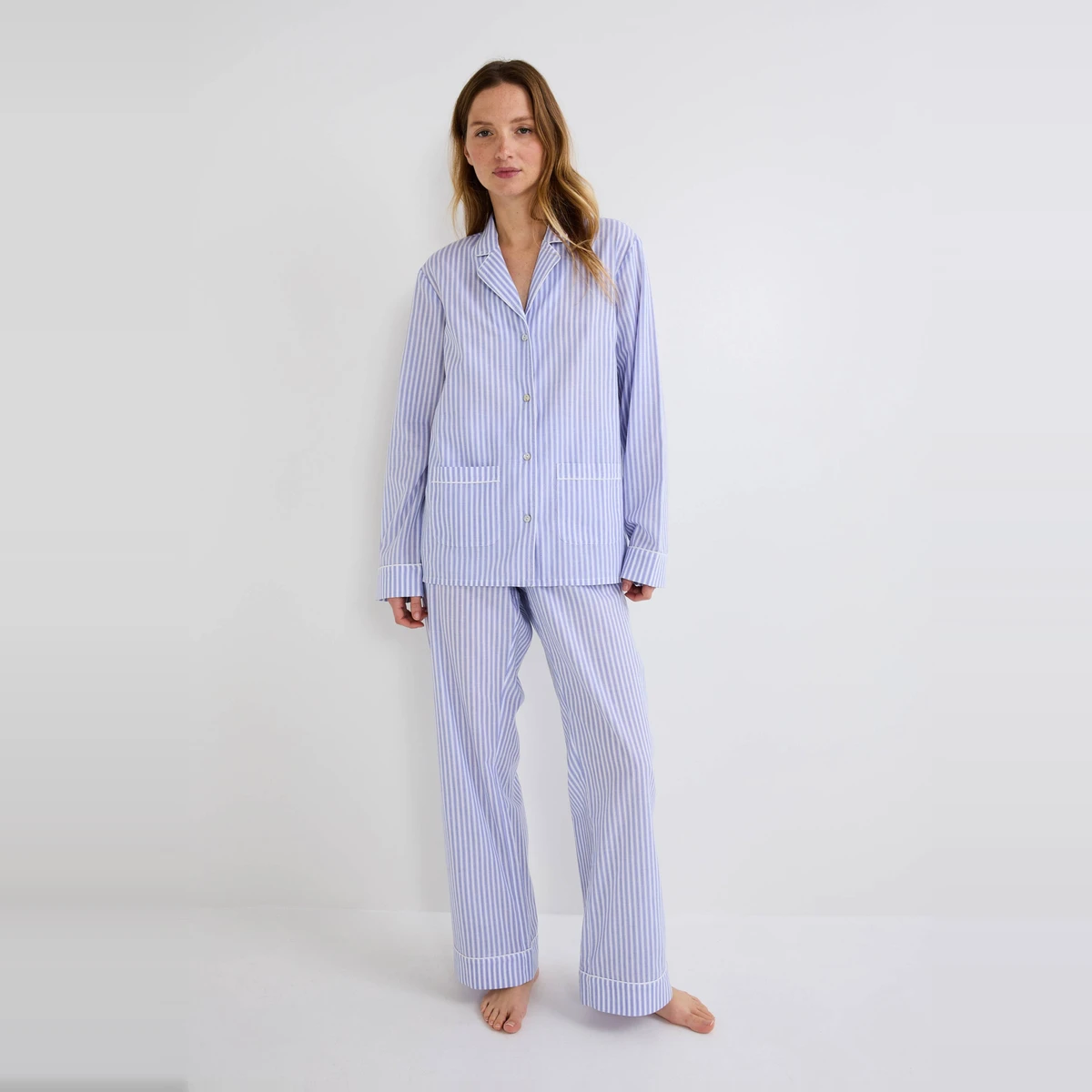 Pyjama long à rayures en coton BIO