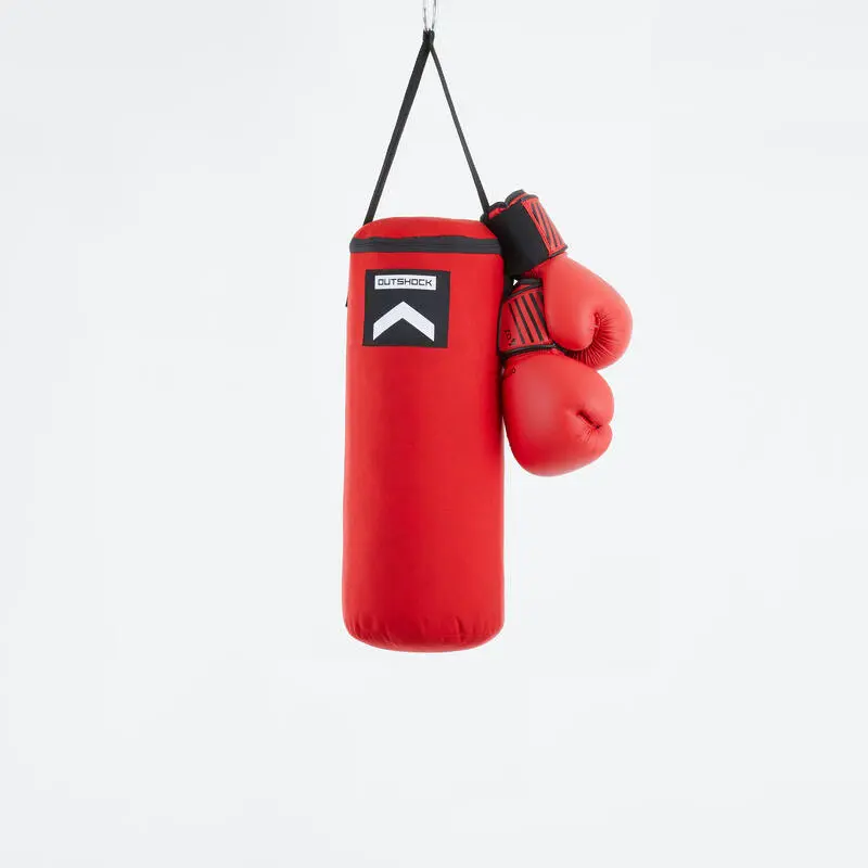 Sac de frappe, gants de boxe enfant - rouge