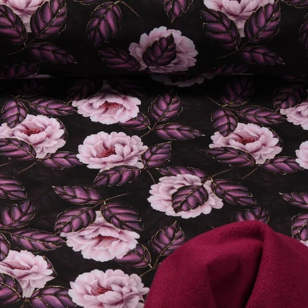 Softshell - Impression digitale Fleurs Aubergine