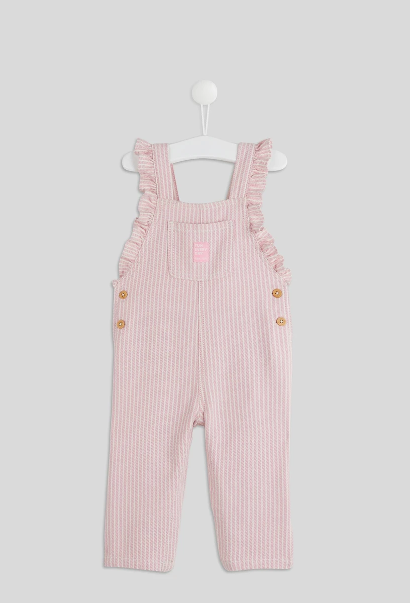 Salopette longue rayée en coton BIO GOTS