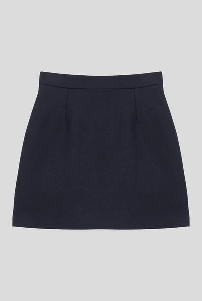Jupe en laine vierge et coton - Marine