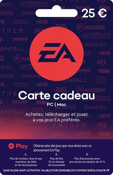 Code de téléchargement Carte Cadeau EA 25 EUR