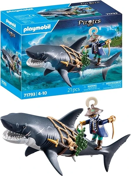 PLAYMOBIL | Pirates | Danger avec Le Requin géant | Jouet de Pirates | Figurines de Pirates | Jouet pour Enfants dès 4 Ans | 71793