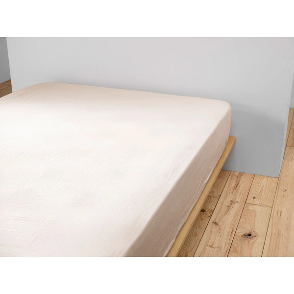 Drap housse en gaze de coton unie pampa 160x200cm - Gaia