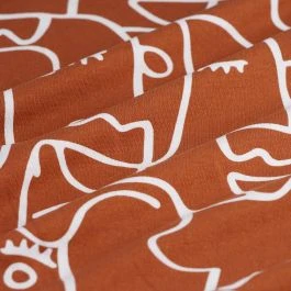 Tissu molleton French terry visages terracotta