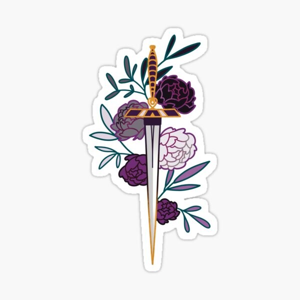 épée d'as floral • drapeau de fierté subtile | Sticker