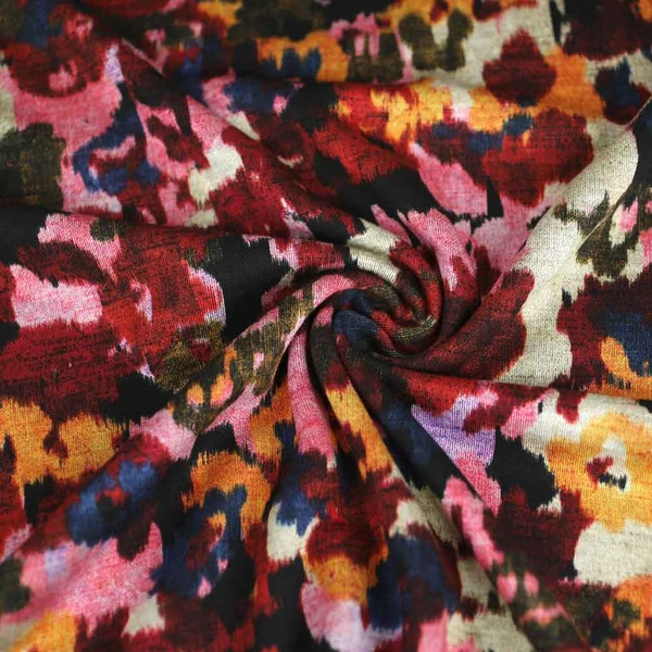 Tissu jersey maille Milano Sérena à motif floral| Pour couture d'habits stretch : tee-shirt ou robe