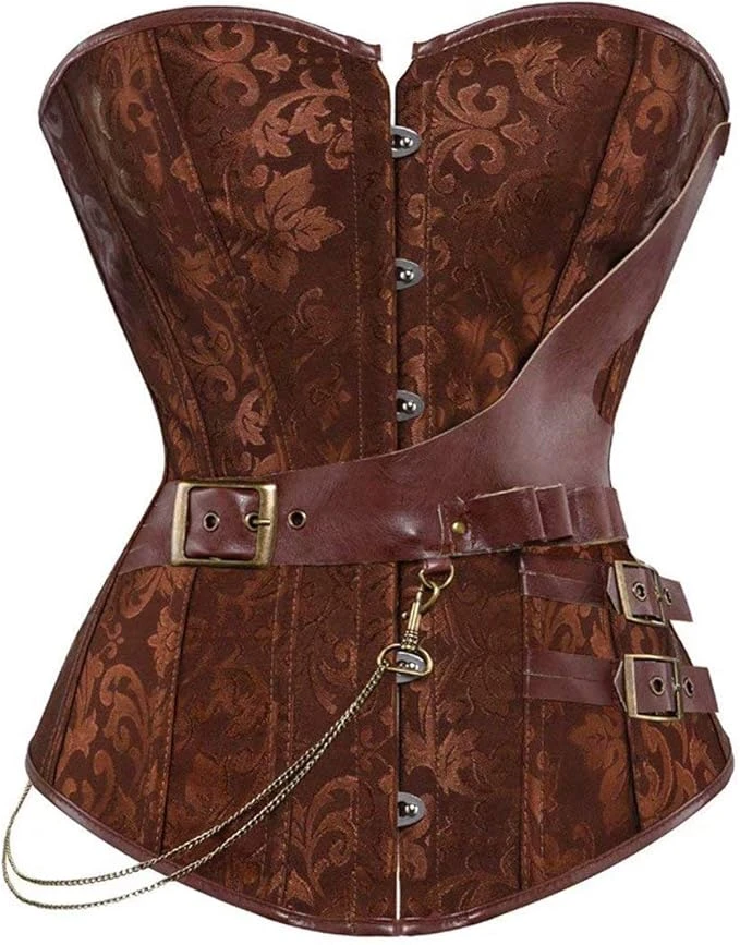 Josamogre Overbust Corset Bustier Steampunk Femme Grande Taille Punk Gothique Cuir Baleine Acier Sexy érotique Pirate