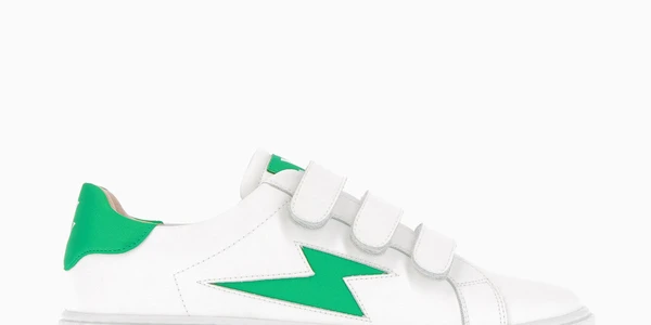 Baskets éclair Larissa blanches à détails en satin vert