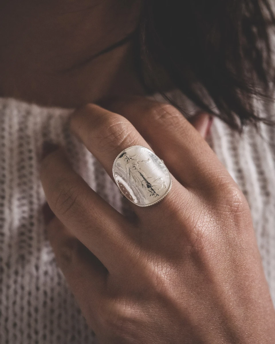 Bague Pièce 1 Franc Semeuse en Argent