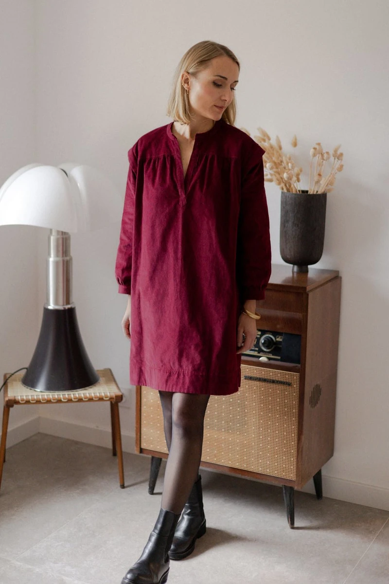 Joli Kit Couture - Robe Amy velours bordeaux