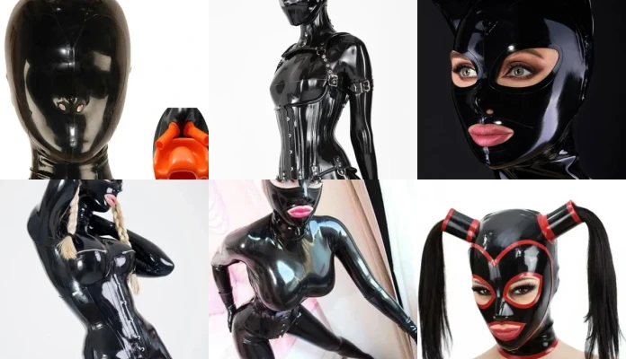 Cagoule et masque en latex