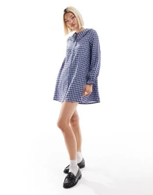 Daisy Street - Robe babydoll droite à carreaux vichy et col à volants | ASOS