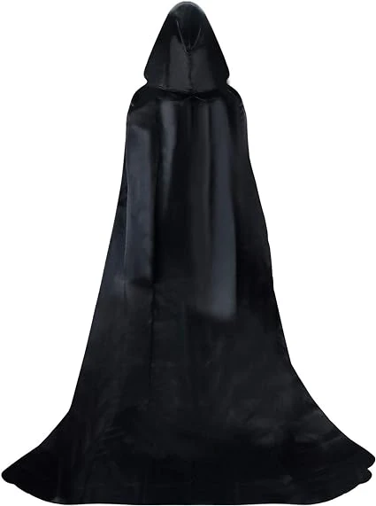 Proumhang Cape à Capuchon Noire Déguisement Adulte Costume Halloween Carnaval Noël