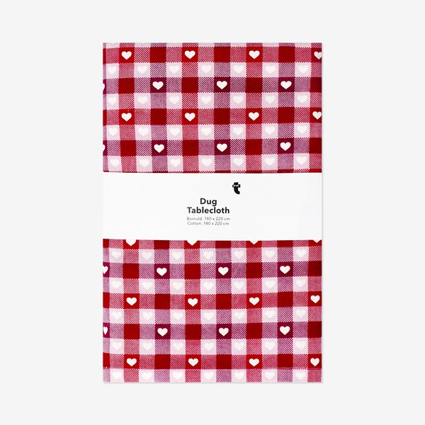 Nappe à carreaux et cœurs - 140x220 cm