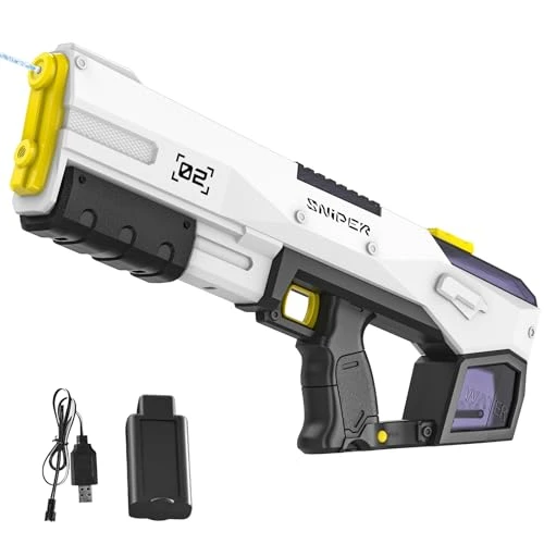 Pistolet à Eau électrique Rechargeable – Aspiration Automatique, 610 Ml, Portée 8-10 M, LED Et Son