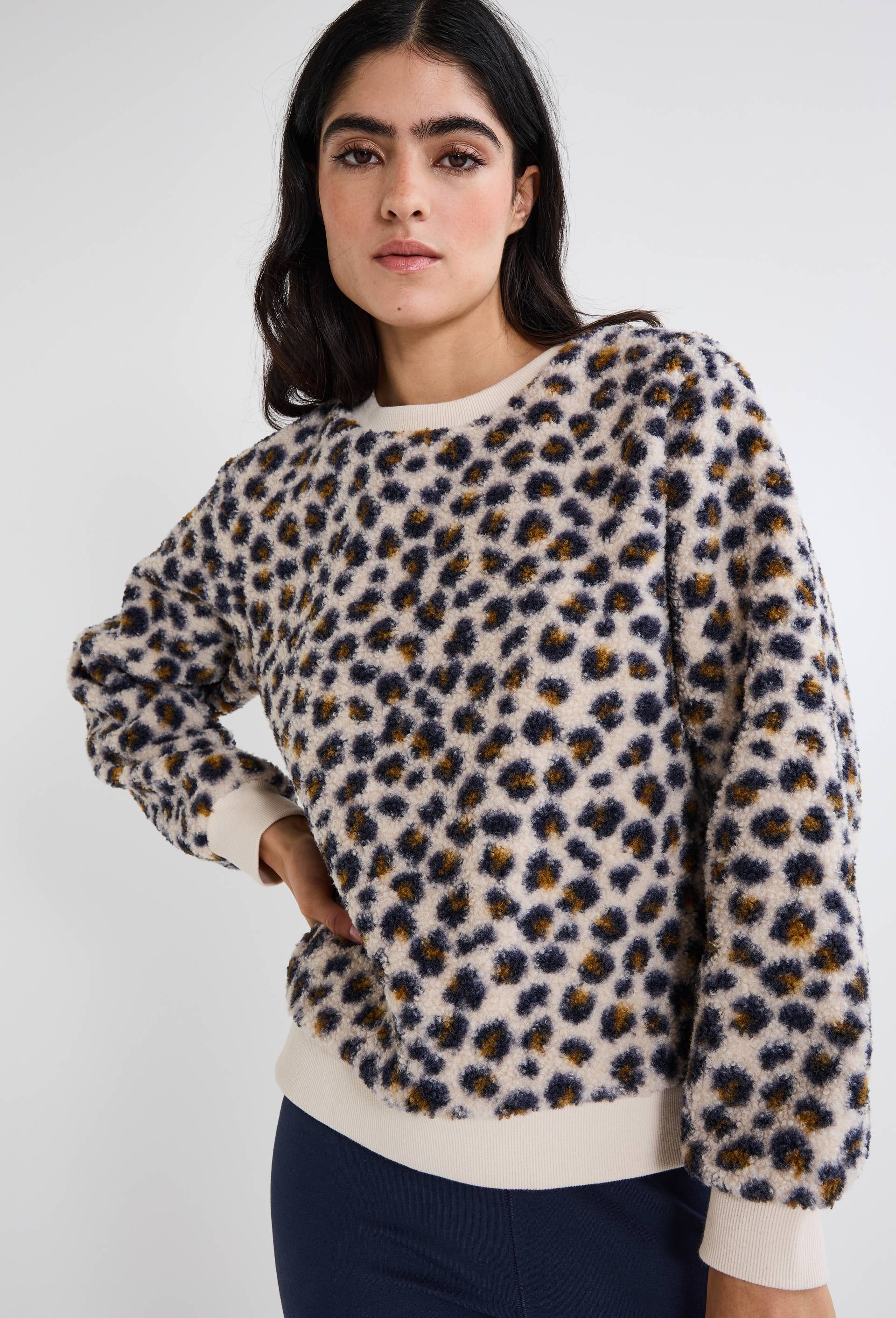 Sweat imprimé léopard manches longues en sherpa Votre wishlist
