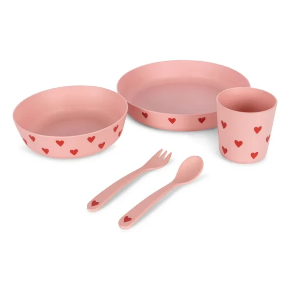 Set vaisselle en PLA Cœurs | Rose