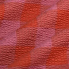 Tissu Seersucker vichy XL orange rose