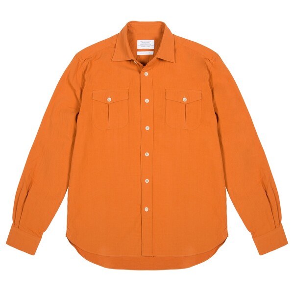 Burnt Orange Double Faced Cotton Overshirt