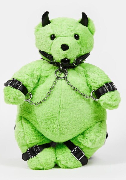 Current Mood Fuzzy Bondage Bear Backpack Green
