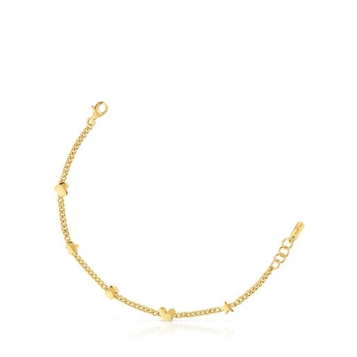 Bracelet chaîne en argent plaqué or 18 ct avec motifs Bold Motif