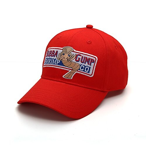 nofonda Unisexe Forrest Gump Cap, casquette de baseball brodé Bubba Gump Shrimp Co. logo, snapback chapeau accessoires costumes cosplay, pour le sport ou les loisirs (Rouge) Taille unique