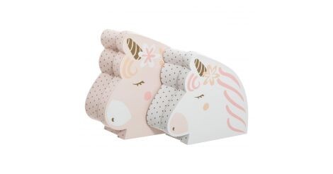 Lot de 2 Boîtes de Rangement "Licorne" 22cm Rose