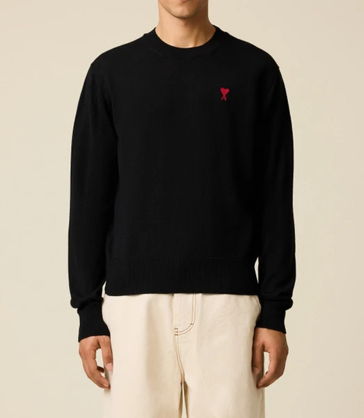 Ami Paris - Pull En Maille Red ADC - Noir