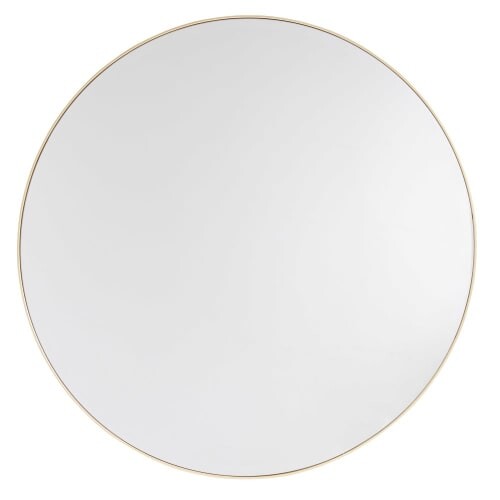 Miroir rond biseauté en métal doré D100 | Maisons du Monde