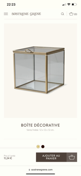 Boîte décorative | Verre/métal. 12 x 12 x 12 cm. | Søstrene Grene