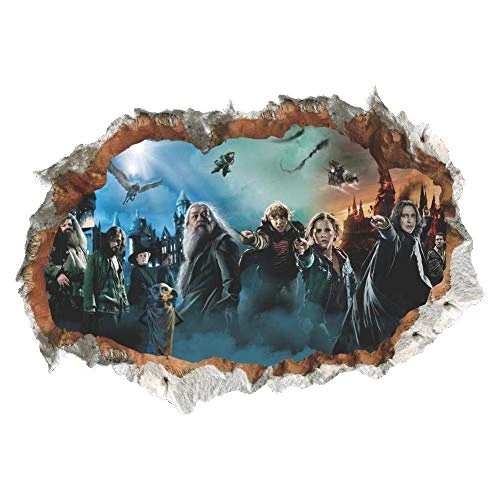 Zhongyanxin 3D Brisé Mural Harry Potter Personnage Scène Poudlard Château Mural Autocollants Autocollants Décor Maison