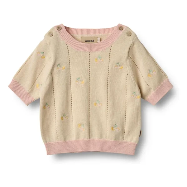 Pull Manches Courtes Melvina Maille Coton Bio | Beige