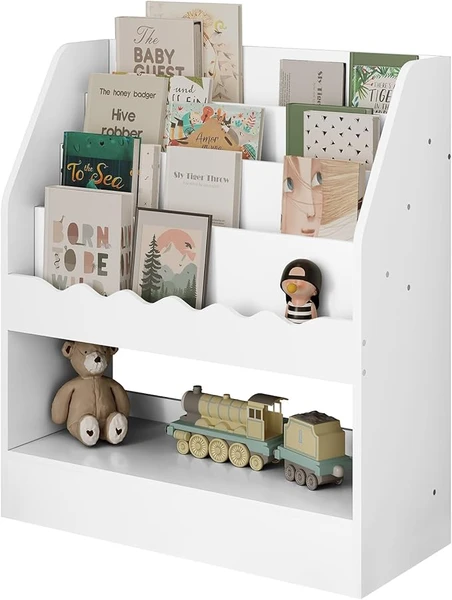 WOLTU Bibliothèque Enfant, Rangement Jouet Enfant, Étagère Enfant, Bibliothèque Étagère Rangement à 5 Niveaux, en MDF, Blanc, 70x30x80cm, KR026ws